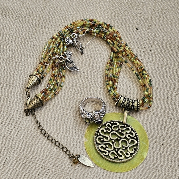 Coldwater Creek Jewelry - SET! Coldwater Creek Necklace and 925 Rope Ring with 925 Kachina Earrings SET!